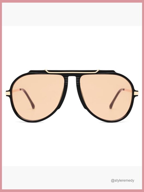 Retro Oversized Aviator Sunglasses Square Frame UV400 Protection main image 6